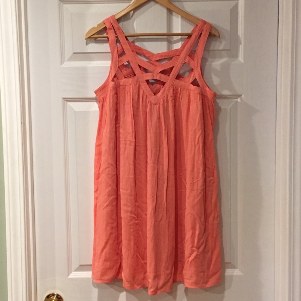 Strappy coral sack dress